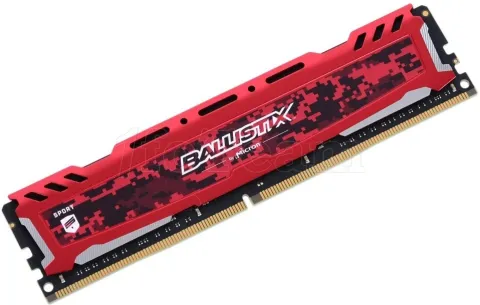 Photo de Barrette mémoire DIMM DDR4 Ballistix Sport LT  3200Mhz 8Go (Rouge)