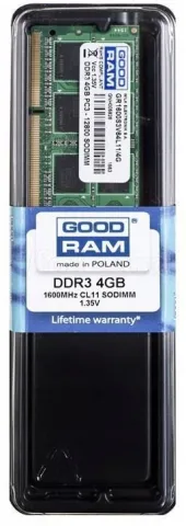 Photo de Barrette mémoire RAM SODIMM DDR3 4Go Goodram PC12800 (1600Mhz)