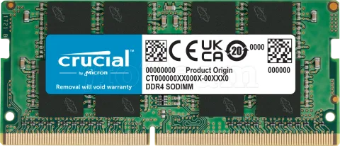 Photo de Barrette mémoire SODIMM 16Go DDR4 Crucial  3200Mhz (Vert) Version OEM (Tray)