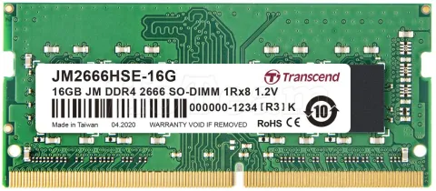 Photo de Barrette mémoire SODIMM 16Go DDR4 Transcend JetRam  2666Mhz (Vert)