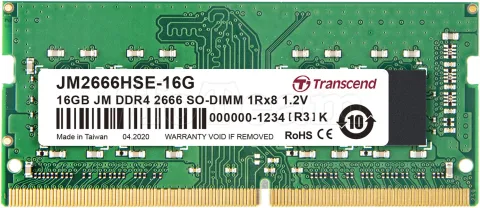 Photo de Barrette mémoire SODIMM 16Go DDR4 Transcend JetRam  2666Mhz (Vert)