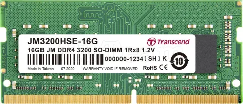 Photo de Barrette mémoire SODIMM 16Go DDR4 Transcend JetRam  3200Mhz (Vert)