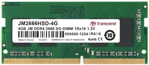 Photo de Barrette mémoire SODIMM 4Go DDR4 Transcend JetRam  2666Mhz (Vert)