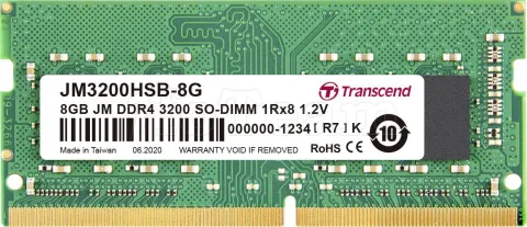 Photo de Barrette mémoire SODIMM 8Go DDR4 Transcend JetRam  3200Mhz (Vert)