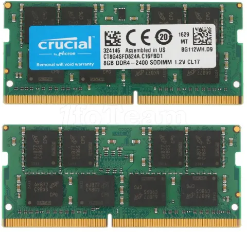 Photo de Barrette mémoire SODIMM DDR4 Crucial  2400Mhz 8Go (Vert)