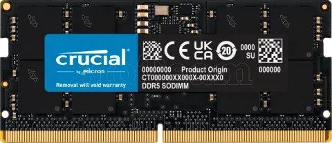Photo de Barrette mémoire SODIMM DDR5 16Go Crucial 5600Mhz CL44 (Noir)