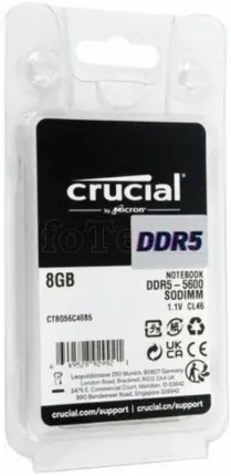 Photo de Barrette mémoire SODIMM DDR5 8Go Crucial 5600Mhz (Noir)