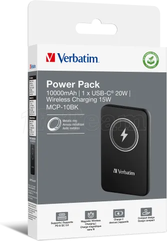 Photo de Batterie externe Magnétique sans fil Verbatim Charge'n'Go - 10000mAh (Noir)