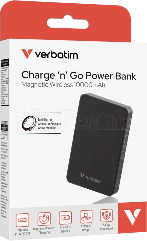 Photo de Batterie externe Magnétique sans fil Verbatim Charge'n'Go Essentials - 10000mAh (Noir)