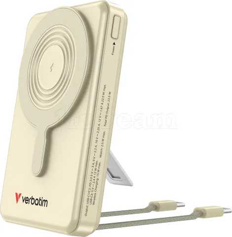 Photo de Batterie externe magnétique Verbatim Charge'n'Go + 2x USB-C - 10000mAh (Or)