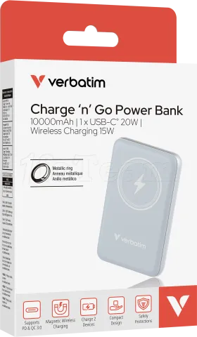 Photo de Batterie externe sans fil magnétique Verbatim Charge'N'Go - 10000 mAh (Bleu)
