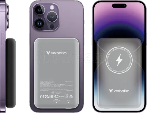 Photo de Batterie externe sans fil magnétique Verbatim Charge'N'Go - 10000 mAh (Gris)