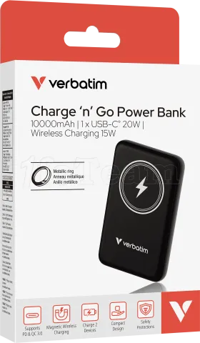 Photo de Batterie externe sans fil magnétique Verbatim Charge'N'Go - 10000 mAh (Noir)