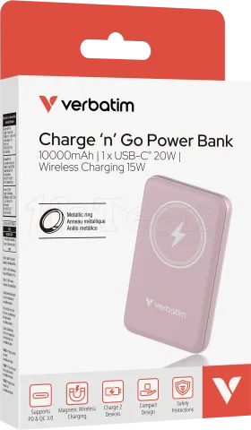 Photo de Batterie externe sans fil magnétique Verbatim Charge'N'Go - 10000 mAh (Rose)