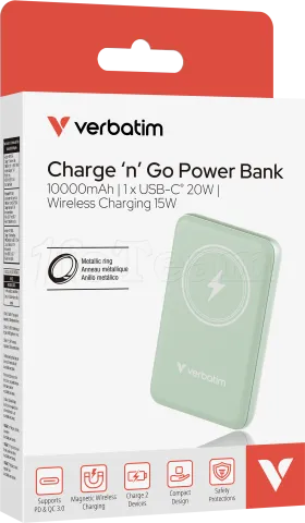 Photo de Batterie externe sans fil magnétique Verbatim Charge'N'Go - 10000 mAh (Vert)