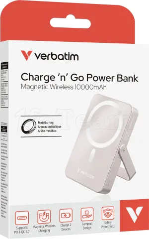 Photo de Batterie externe sans fil magnétique Verbatim Charge'n'Go 10000mAh (Rose)