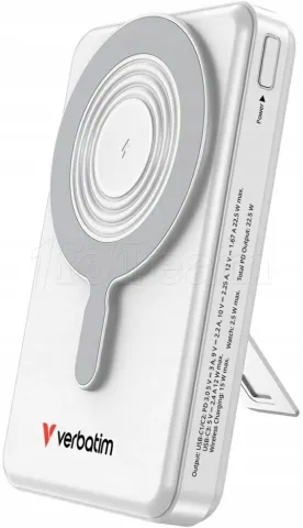 Photo de Batterie externe sans fil magnétique Verbatim Charge'n'Go 2C - 10000mAh (Argent)