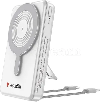 Photo de Batterie externe sans fil magnétique Verbatim Charge'n'Go 2C - 10000mAh (Argent)