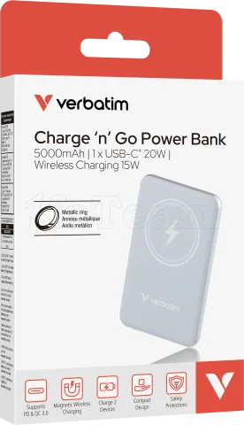 Photo de Batterie externe sans fil magnétique Verbatim Charge'n'Go - 5000mAh (Bleu)