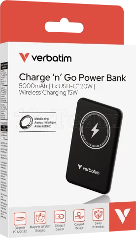 Photo de Batterie externe sans fil magnétique Verbatim Charge'n'Go - 5000mAh (Noir)