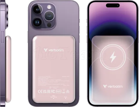 Photo de Batterie externe sans fil magnétique Verbatim Charge'n'Go - 5000mAh (Rose)