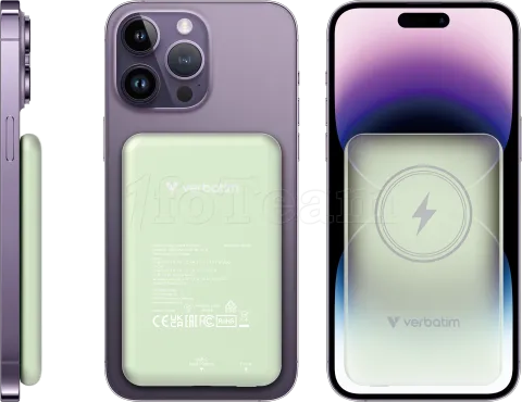 Photo de Batterie externe sans fil magnétique Verbatim Charge'n'Go - 5000mAh (Vert)