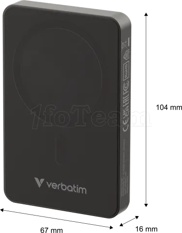 Photo de Batterie externe sans fil magnétique Verbatim Charge'n'Go Essentials - 10000mAh (Noir)