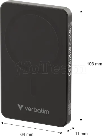 Photo de Batterie externe sans fil magnétique Verbatim Charge'n'Go Essentials - 5000mAh (Noir)