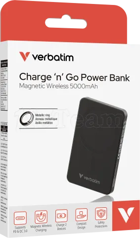 Photo de Batterie externe sans fil magnétique Verbatim Charge'n'Go Essentials - 5000mAh (Noir)