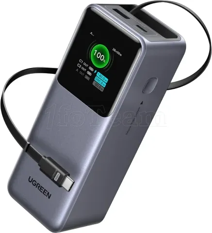 Photo de Batterie externe Ugreen Nexode + USB-C rétractable - 20000mAh (Gris)