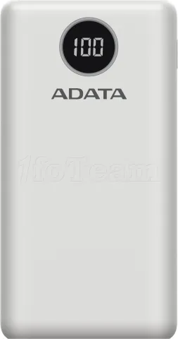 Photo de Batterie externe USB Adata P20000QCD - 20000mAh 15W (Blanc)