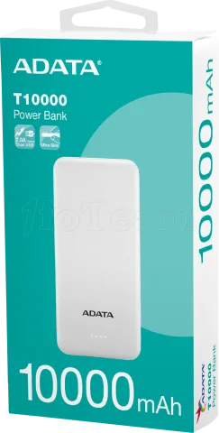 Photo de Batterie externe USB Adata T10000 - 10000mAh (Blanc)