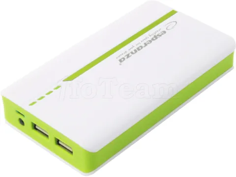 Photo de Batterie externe USB Esperanza Atom - 11000mAh (Blanc/Vert)