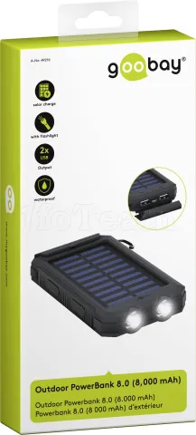 Photo de Batterie externe USB Goobay avec panneau solaire - 8000mAh (Noir)