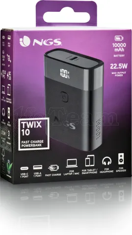 Photo de Batterie externe USB NGS Twix 10 - 10000mAh (Noir)