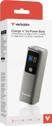 Photo de Batterie externe Verbatim Charge'n'Go - 27000mAh (Gris)