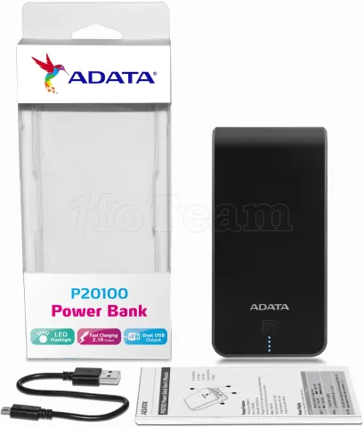 Photo de Batterie USB portable Adata 20100 mAh pour tablettes/smartphones (Noir/Rouge))