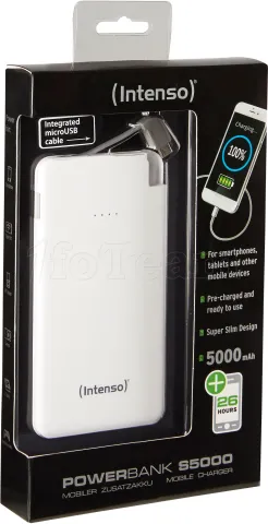 Photo de Batterie USB portable Intenso S5000 Slim - 5000 mAh pour tablettes/smartphones (Blanc)