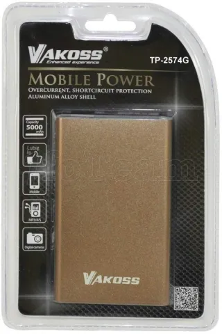 Photo de Batterie USB portable Vakoss TP-2574G - 5000 mAh pour smartphones (Or)