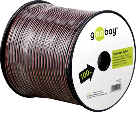 Photo de Bobine de câble haut-parleur Goobay 2x 0,75 mm² 100m (Noir/Rouge)