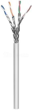Photo de Bobine de câble réseau RJ45 Goobay Catégorie 6A SSTP (S/FTP) Multibrin 50m (Gris)