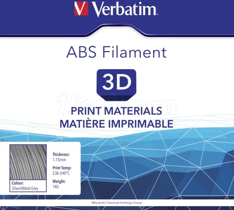 Photo de Bobine de Filament ABS Verbatim 1,75 mm - 1 Kg (Argent)