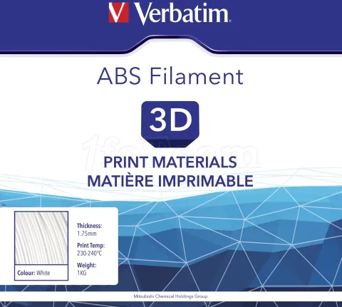 Photo de Bobine de Filament ABS Verbatim 1,75 mm - 1 Kg (Blanc)