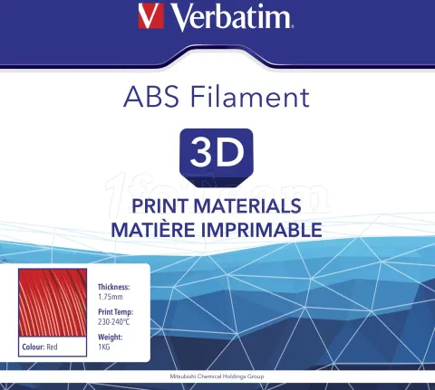 Photo de Bobine de Filament ABS Verbatim 1,75 mm - 1 Kg (Rouge)