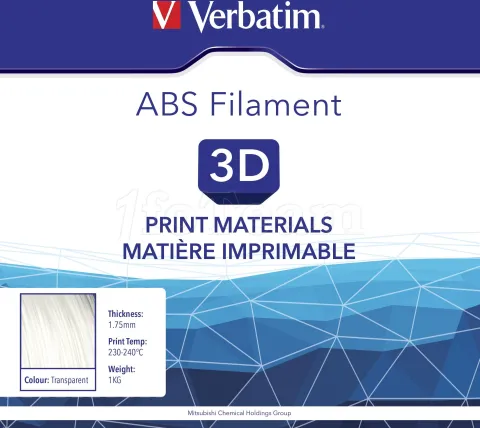 Photo de Bobine de Filament ABS Verbatim 1,75 mm - 1 Kg (Transparent)