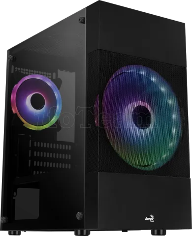 Photo de Boitier Cube Micro ATX AeroCool Atomic Lite RGB avec panneau vitré (Noir)