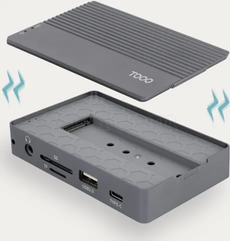 Photo de Boitier externe avec HUB USB-C 10 en 1 Tooq TQE-2242G - NVMe M.2 Type 2280 (Noir)