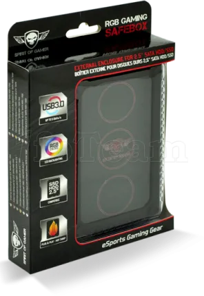 Photo de Boitier externe Spirit of Gamer Gaming Safebox RGB USB 3.0 2"1/2 (Noir)