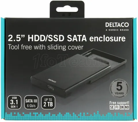 Photo de Boitier externe USB 3.0 Deltaco MAP-K2568 - S-ATA 2,5" (Noir)