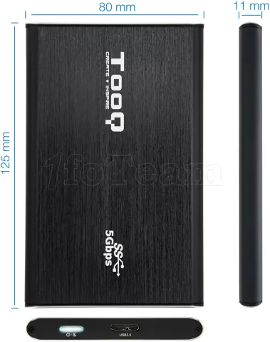 Photo de Boitier externe USB 3.0 TooQ TQE-2529 - S-ATA 2,5" (Noir)